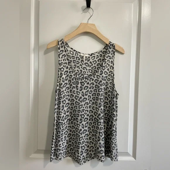 Joie Silk gray leopard print sleeveless blouse - Picture 1 of 5